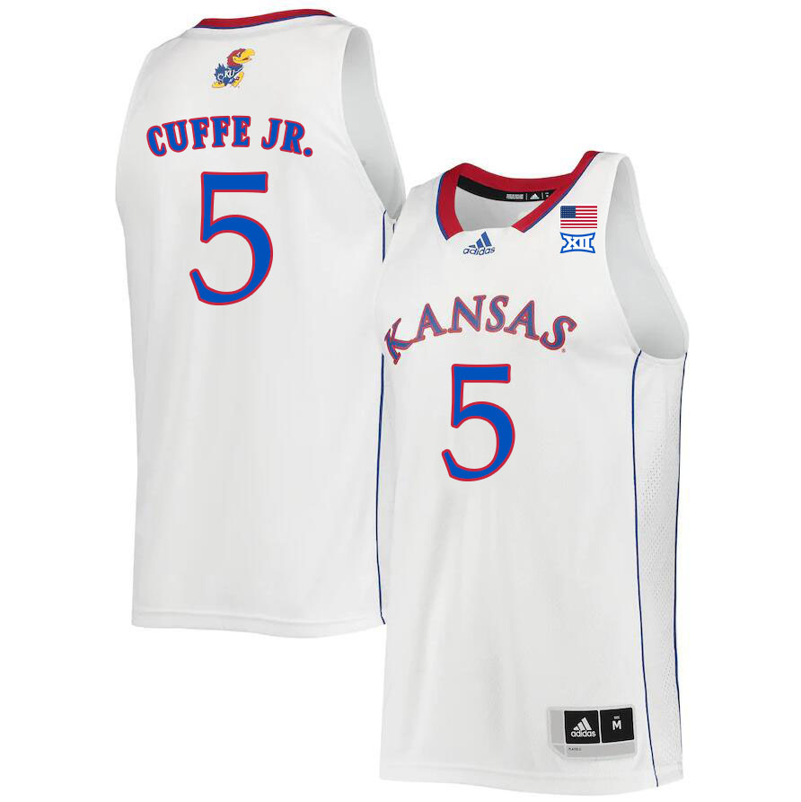 Men #5 Kyle Cuffe Jr. Kansas Jayhawks College Basketball Jerseys Sale-White